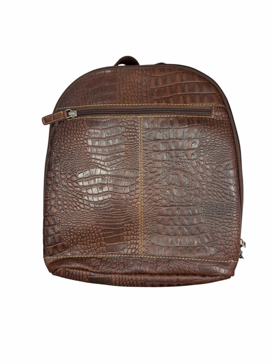 Jack Georges Handbags - Croc-Embossed Brown Leather Women's Backpack